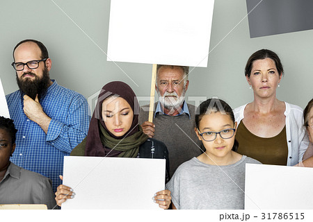 Diverse Group of People with Protest Sign Diverse Group of People with Protest Sign 31786515