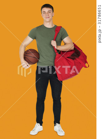 Young adult muscular man holding basketball 31786651