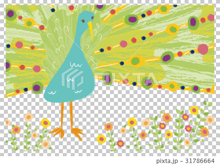 盛開的鮮花和孔雀 盛開的鮮花和孔雀 31786664