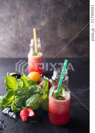Strawberry smoothies in bottles Strawberry smoothies in bottles 31790991