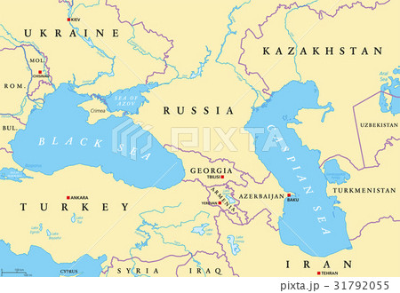 Black Sea and Caspian Sea region political map 31792055