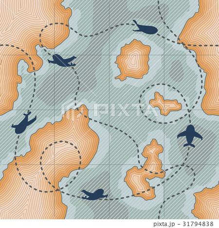 Pattern with airplanes dotted lines 31794838