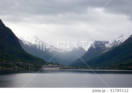 cruise ship at the norwegian fjord cruise ship at the norwegian fjord 31795112