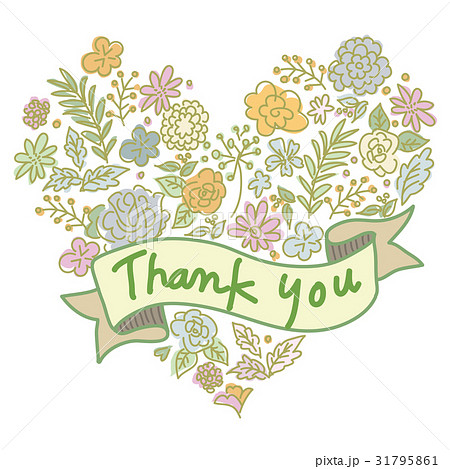 Thank You Heart Flowers Stock Illustration