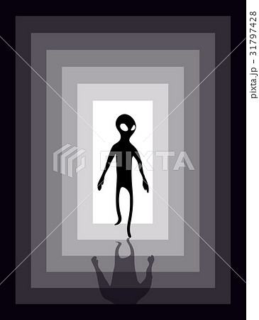 Alien humanoid and a light in the end of a tunnel Alien humanoid and a light in the end of a tunnel 31797428