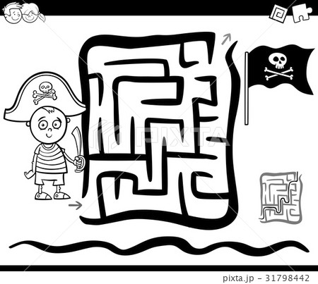 maze with pirate boy coloring page 31798442