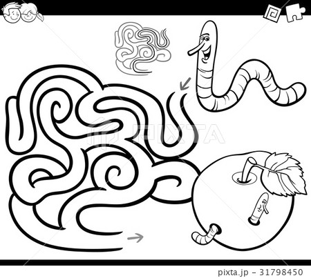 maze with worm and apple coloring page maze with worm and apple coloring page 31798450