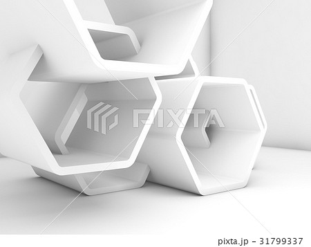 Abstract chaotic white honeycomb interior 3d 31799337