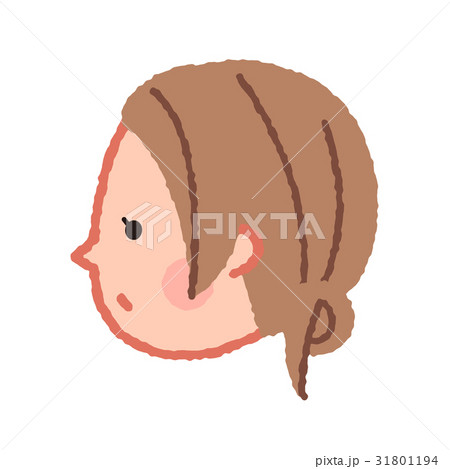 無表情な女性の顔 横のイラスト素材