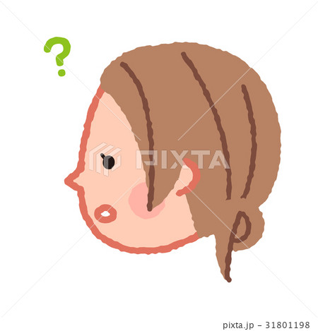 考える女性の顔　横 31801198