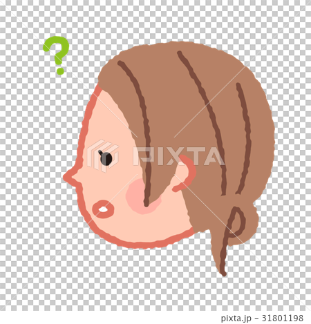 考える女性の顔　横 31801198