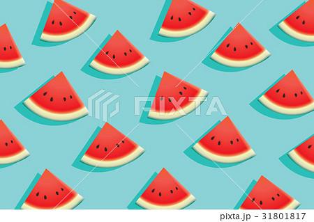 Watermelon slice on blue background. Summer time  31801817