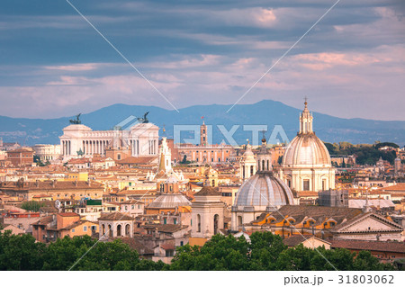 Aerial wonderful view of Rome at sunset, Italy Aerial wonderful view of Rome at sunset, Italy 31803062