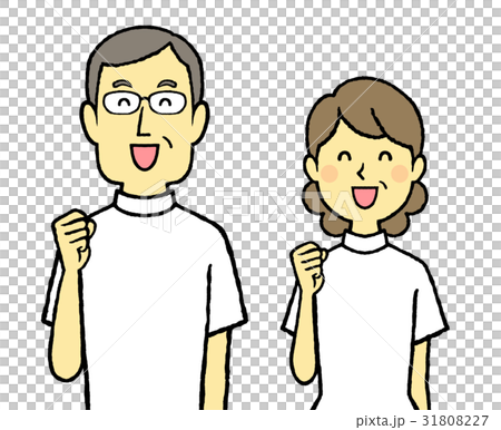 白衣の中年男女 看護師 ガッツポーズ 白衣の中年男女 看護師 ガッツポーズ 31808227