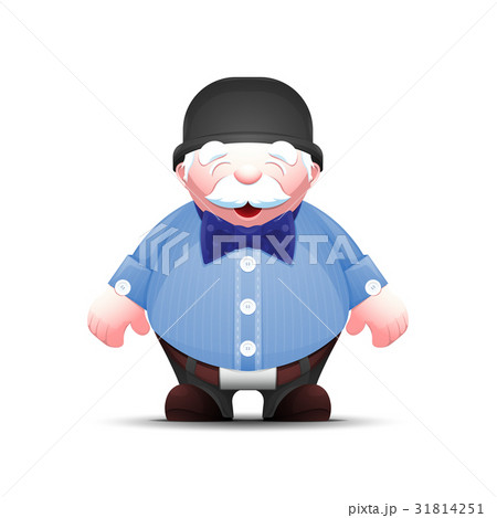 Cartoon old man in bowler hat and with bow tie 31814251