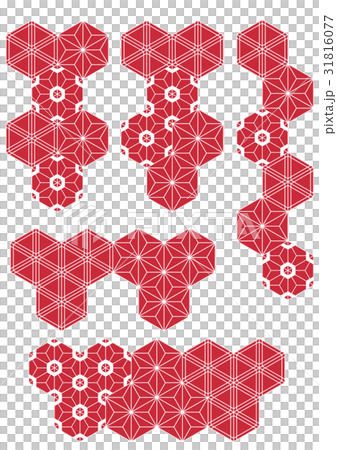 さくら_胡麻_麻の葉_文様（背景素材） 31816077