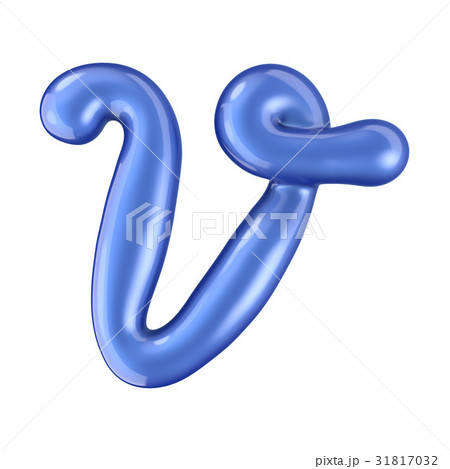 Glossy blue letter V uppercase. 3D rendering 31817032