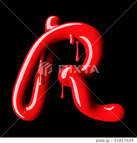 Glossy red letter R uppercase. 3D rendering 31817034