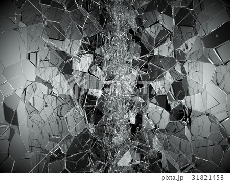 Pieces of Broken or Shattered glass on black 31821453