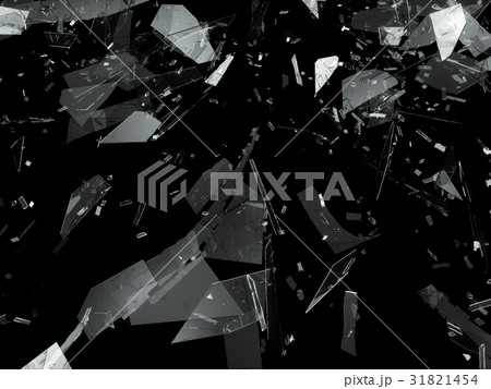 Pieces of Broken or Shattered glass on black 31821454