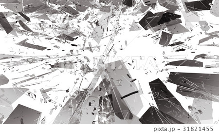 Pieces of Broken or Shattered glass on white Pieces of Broken or Shattered glass on white 31821455