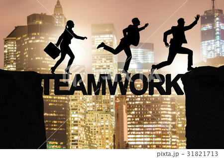 Teamwork concept with business people crossing 31821713