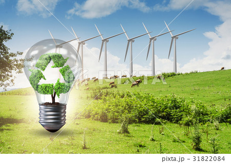 Alternative energy concept with windmills Alternative energy concept with windmills 31822084