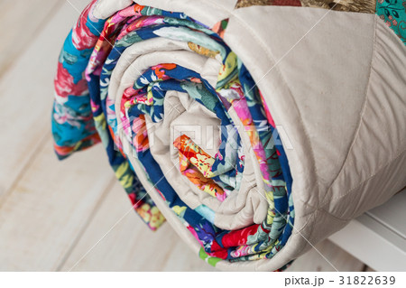 patchwork, sewing and fashion concept - close-up 31822639