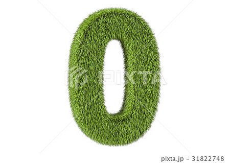 number 0 from grass, 3D rendering 31822748