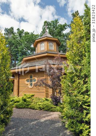 Ukrainian traditional wooden church 31823422