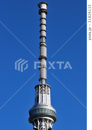 東京スカイツリーの先端部と青空 東京スカイツリーの先端部と青空 31826115