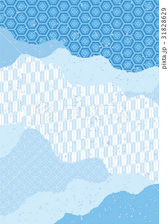 亀甲 和風 背景 水色のイラスト素材