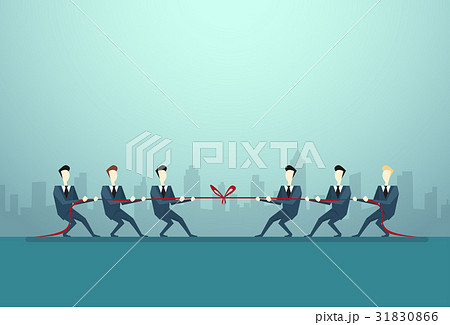 Businesspeople Group Two Team Pulling Rope 31830866