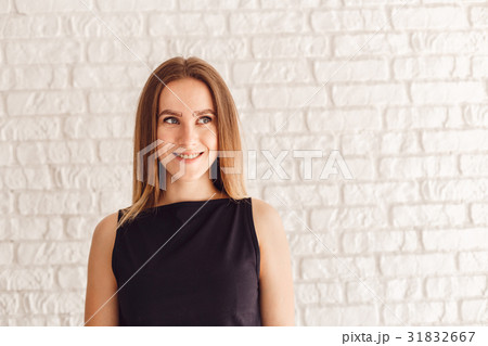 Portrait of a beautiful customer girl with a Portrait of a beautiful customer girl with a 31832667