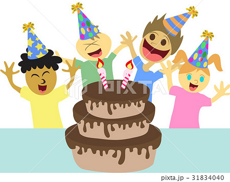 cartoon kids happy birthday party - Stock Illustration [31834040] - PIXTA