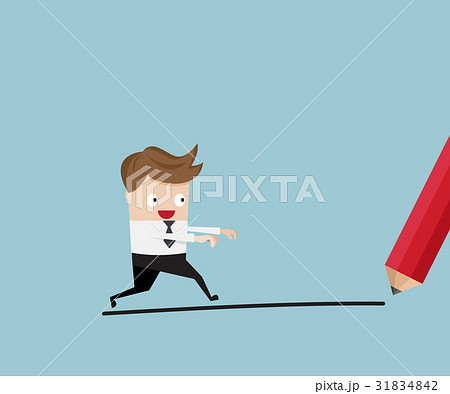 businessman walking with pencil drawing line businessman walking with pencil drawing line 31834842