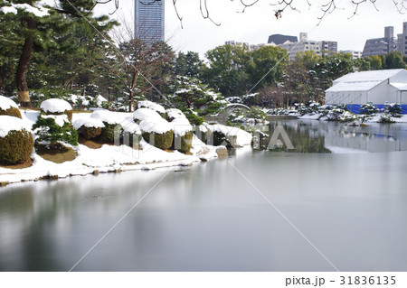 雪化粧の縮景園 31836135