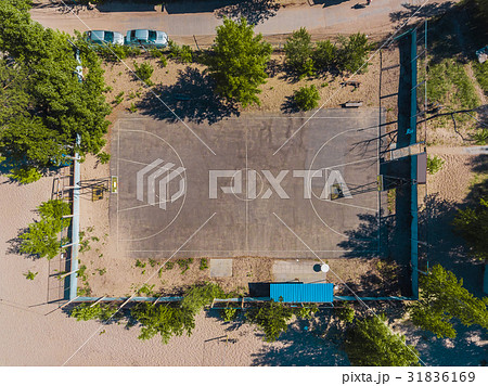 Aerial view basketball field on day time on the 31836169