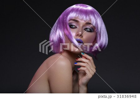 Beautiful girl in purple wig 31836948