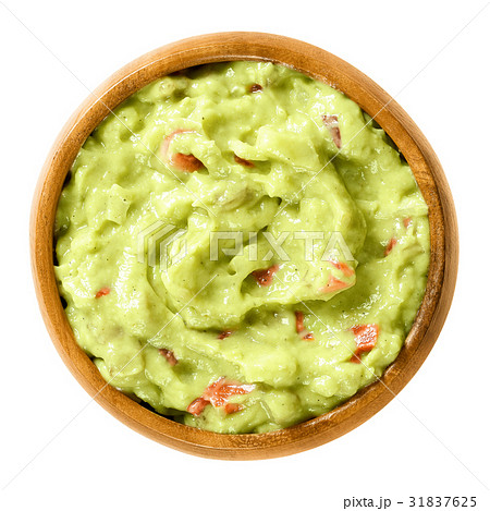 Guacamole, avocado dip, in wooden bowl 31837625