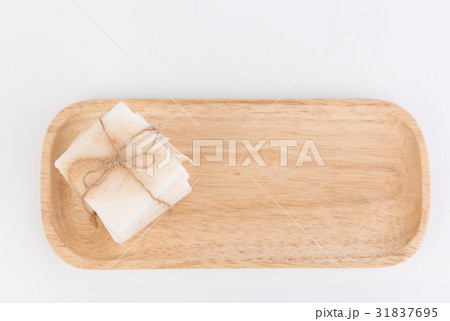 Coconut soap  aromatherapy products on wood tray 31837695