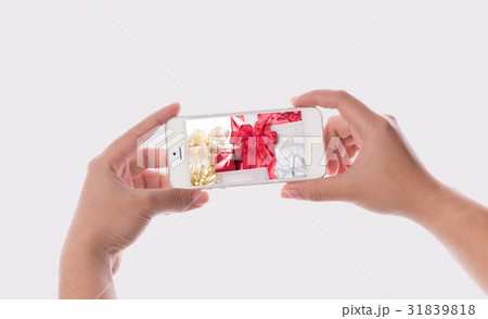 Hand photographed Christmas present boxes  31839818