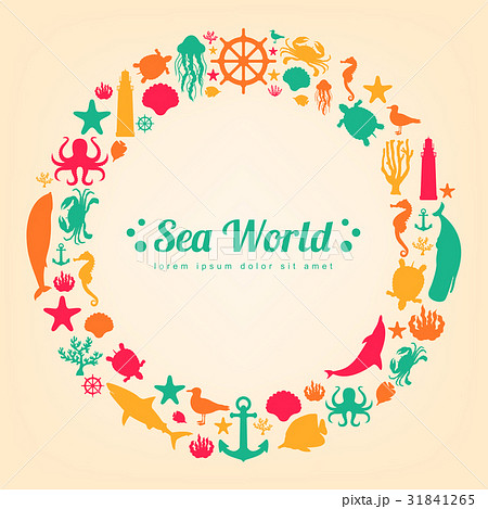 Sea icons and symbols set. Sea animals. Nautical 31841265