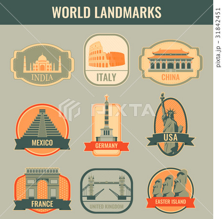 World landmarks flat icon set. Travel and Tourism 31842451