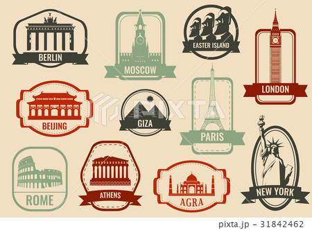 World landmarks flat icon set. Travel and Tourism 31842462