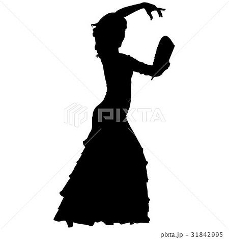One Black Silhouette Of Female Flamenco Dancerのイラスト素材