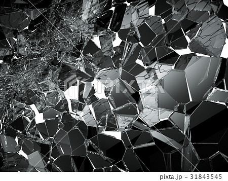 Damaged or broken glass on white 31843545
