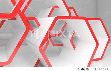 Abstract white 3d honeycombs structure 31843651