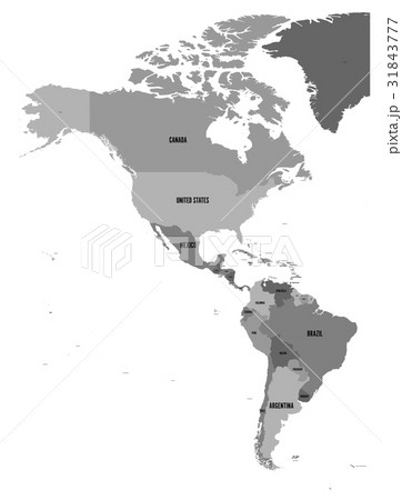 Political map of Americas in four shades of grey 31843777