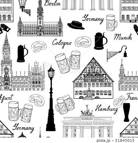 Travel Germany pattern. Landmark tiled background 31845015